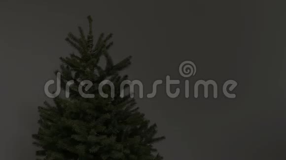 停止白色和银色节日装饰的动作自行完成圣诞树视频的预览图