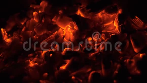 燃烧的煤烤架里的木炭视频的预览图