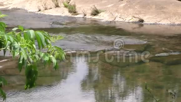 格鲁吉亚塞特尔斯桥公园查塔霍切河附近岩石的流水景观视频的预览图