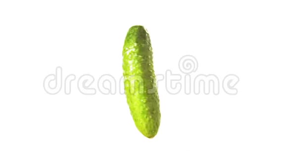 黄瓜在悬浮在空气中的白色背景食品上旋转和旋转视频的预览图