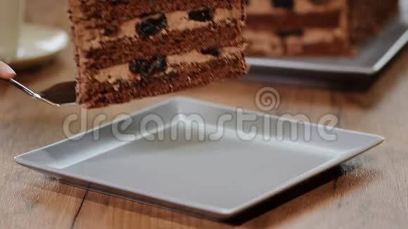 放一盘巧克力蛋糕和李子视频的预览图