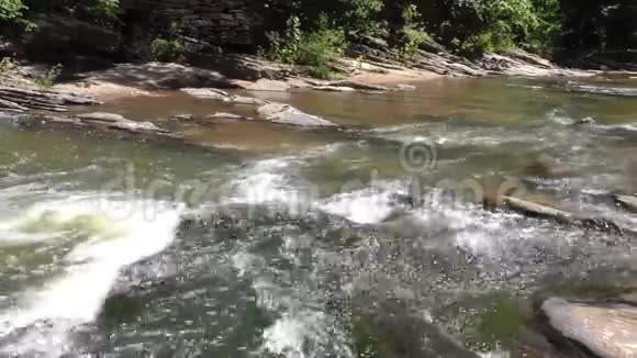 佐治亚州索普溪夏天一个横跨索普溪下游景观的平底锅岩石视频的预览图