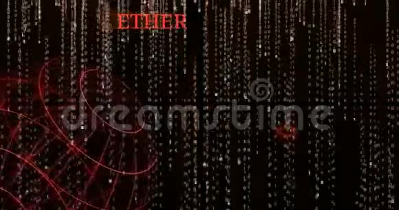 发光的Ethereum经典ETC符号与下落的二进制代码符号视频的预览图