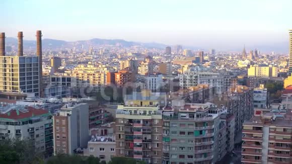 巴塞罗那城市景观全景4k西班牙拍摄视频的预览图