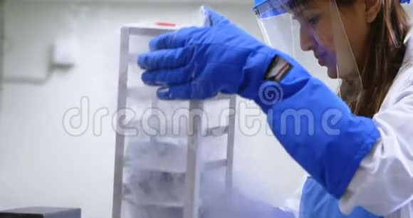 科学家从4k冰箱中取出垂直冷冻架视频的预览图