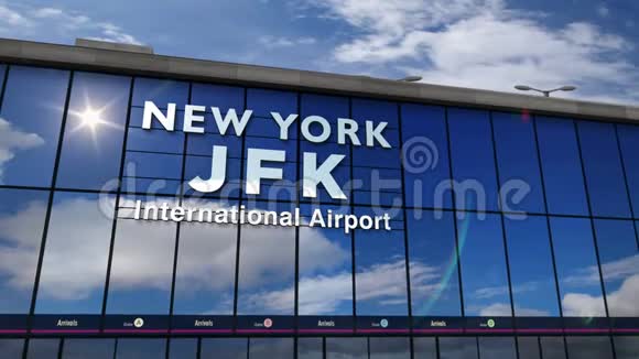 飞机降落在纽约肯尼迪机场视频的预览图