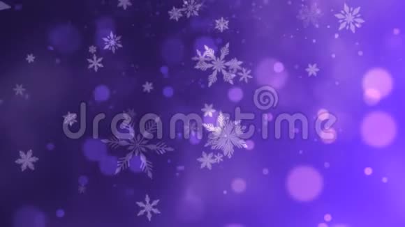 抽象的紫色波克和雪花飘落视频的预览图