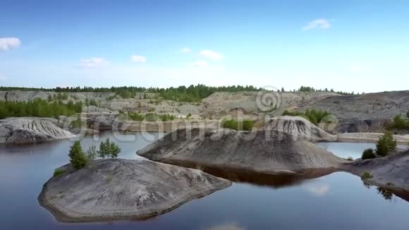 在旧泥石场和鸟类的池塘上运动视频的预览图