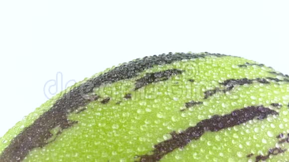 整个绿皮诺的宏观拍摄慢慢旋转在转盘上隔离在白色背景上视频的预览图