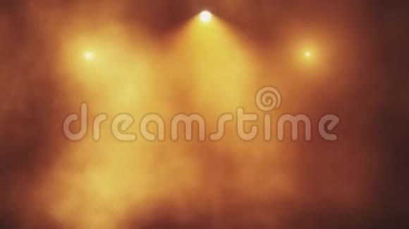橙色金色舞台灯光和烟雾VJ循环运动背景视频的预览图