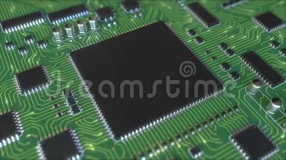 绿色PCB或印刷电路板上的电信号计算机技术相关概念动画视频的预览图