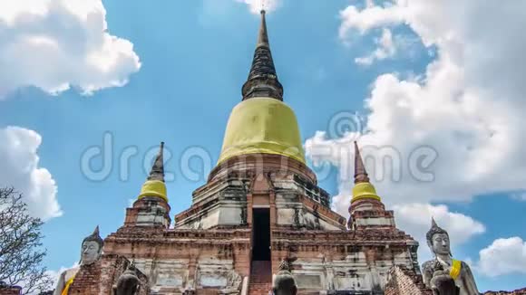 时间流逝的古老寺庙建筑阿尤塔亚的白柴旺角是泰国阿尤塔亚著名的寺庙视频的预览图