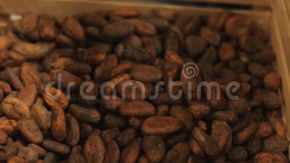 可可豆制作美味的黑巧克力的背景视频的预览图