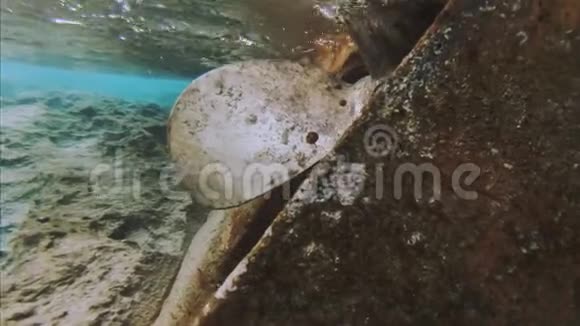 生锈的沉船螺旋桨水下视频的预览图