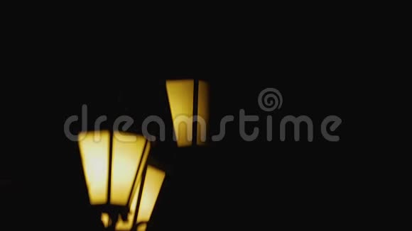 街灯旁黑暗的剪影笼罩着黑夜视频的预览图