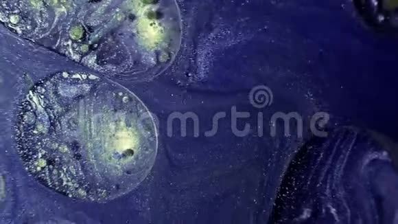 墨流星系宇宙星蓝颜料混合视频的预览图