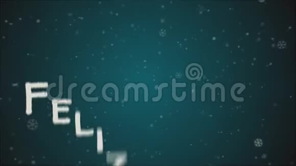 动画FelizNatal葡萄牙文圣诞快乐降雪蓝色背景视频的预览图