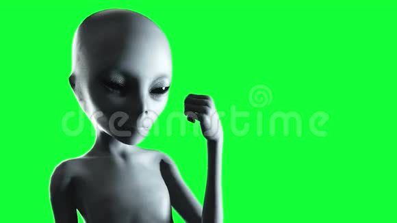 外星人伸出手与地球星球接触UFO未来主义概念绿色屏幕动画视频的预览图