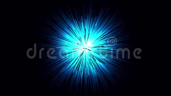 抽象蓝光球与激光在黑色背景上旋转无缝环美丽的霓虹灯旋转球体视频的预览图