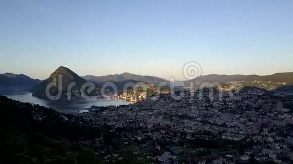 卢加诺市区从空中视频的预览图