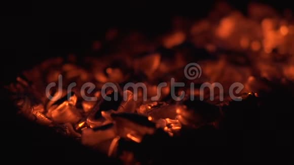 篝火里烧红炭火视频的预览图