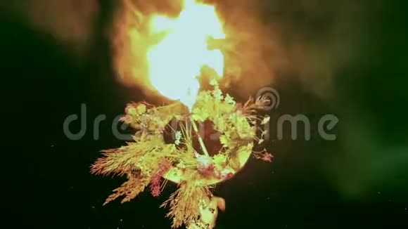 一个带着火炬的花环飘下河视频的预览图