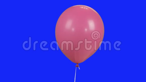 粉色气球与氦气飞行在蓝色光环股票视频视频的预览图