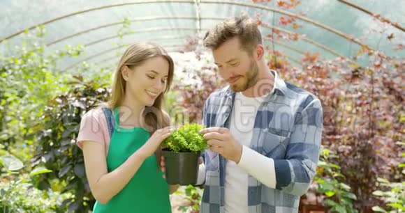 有绿色植物的浪漫情侣视频的预览图