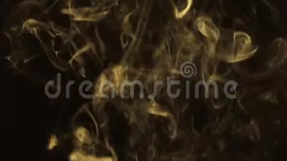 湍流黄色烟雾在黑色背景上视频的预览图