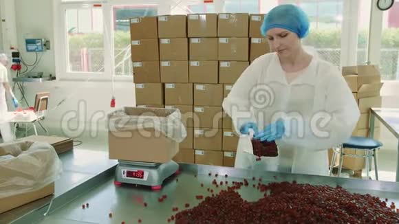 工厂工人包装糖果糖果厂视频的预览图