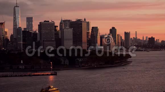 纽约日出曼哈顿天际线全景视频的预览图