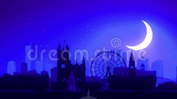 英国曼彻斯特联合飞机起飞月夜蓝天旅行视频的预览图