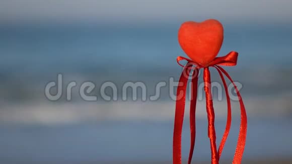 情人节贺卡理念红心在原始沙滩上视频的预览图