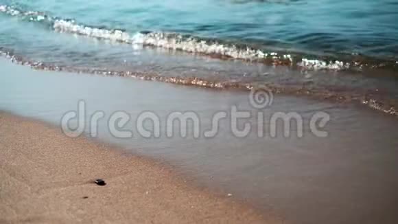 海水在沙滩上慢慢飞溅视频的预览图