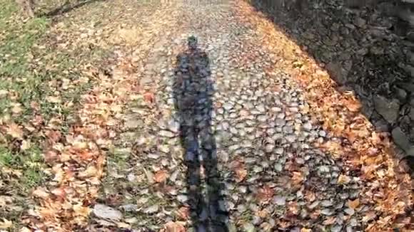 秋天在古老的石径上漫步视频的预览图