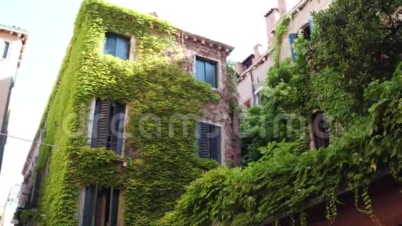 意大利威尼斯的老建筑杂草丛生视频的预览图