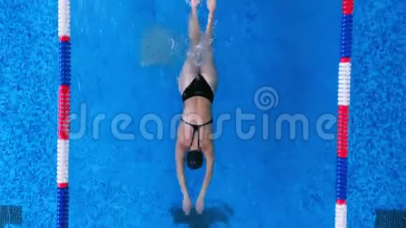 一名女运动员在游泳池练习职业笔画视频的预览图