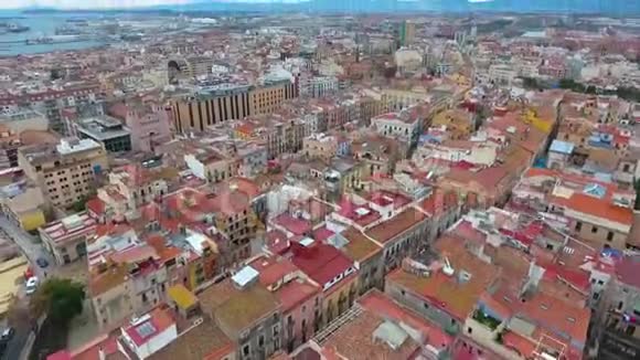 塔拉戈纳市和罗马马戏团遗址鸟瞰图视频的预览图