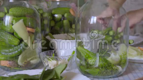 为烹饪保鲜而制作的女性填充玻璃库材料视频的预览图