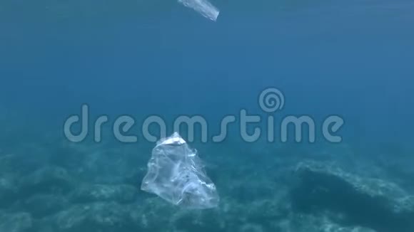 塑料污染泡芙鱼死在塑料袋里废弃的透明塑料袋里面漂浮着死鱼视频的预览图