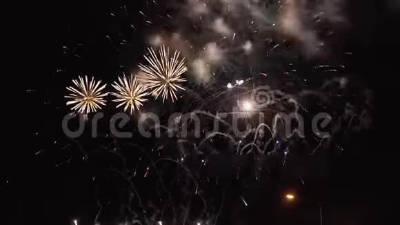新年庆祝焰火晚上在斯洛莫与共空间向右视频的预览图