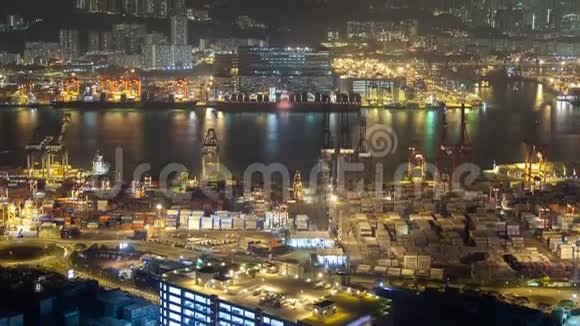 香港天景集装箱港口夜间开放视频的预览图