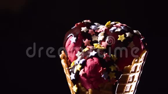 提供带有巧克力的冰淇淋特写视频的预览图