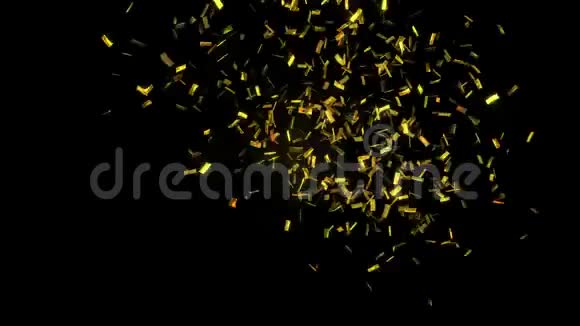 黑色背景上的金色纸屑爆炸3D动画4K视频的预览图