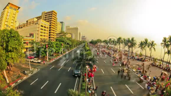 城市行人交通时间推移马尼拉视频的预览图