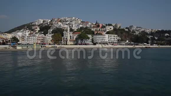 美丽的乌尔辛吉老镇和海滩黑山亚得里亚海乌尔钦镇视频的预览图