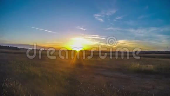 夕阳西下田野草地大自然的太阳视频的预览图