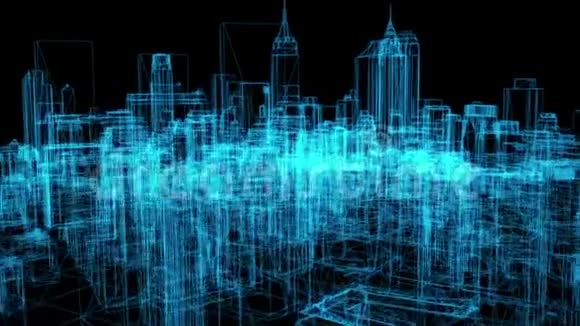 城市的线架模型视频的预览图