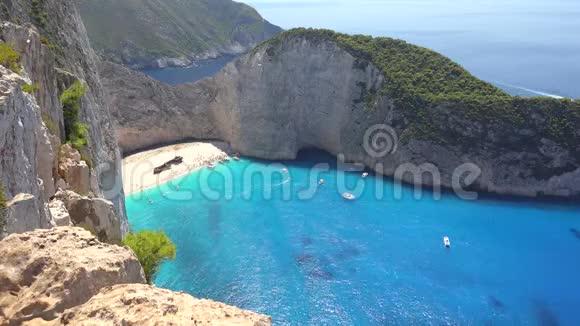 纳瓦吉奥沉船海滩希腊最著名的旅游目的地视频的预览图
