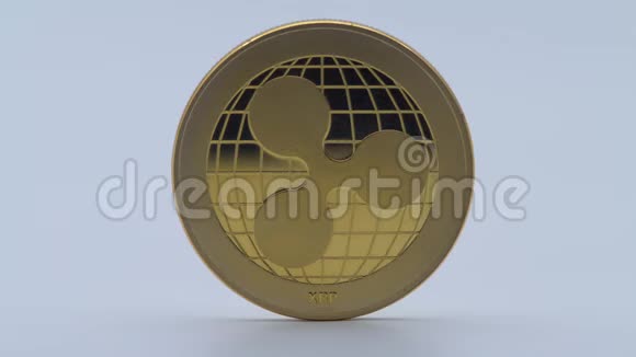 4K物理金属黄金Ripplecoin货币白色背景XRP硬币Dan视频的预览图